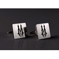 Stainless Steel Cufflinks - Square Etched with Color Logo